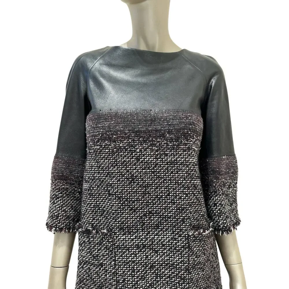 Chanel Tweed & Leather Dress Sz/36